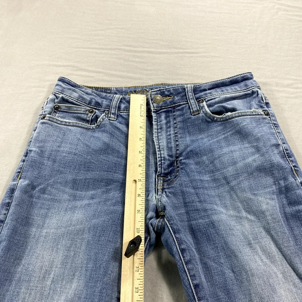 American Eagle Jeans Mens 30x33 Blue Denim Slim Extreme Flex Skinny Distressed ^
